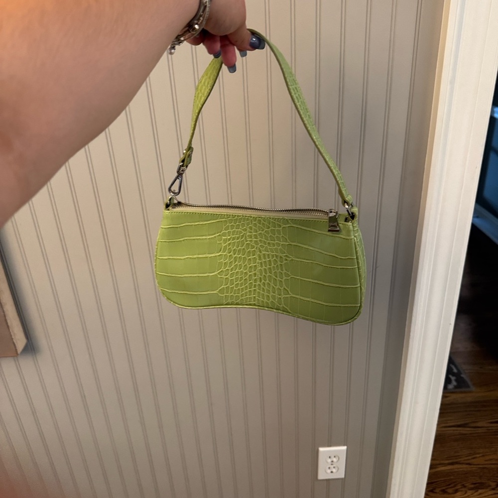 Lime Green Crocodile-Embossed Women's Bag